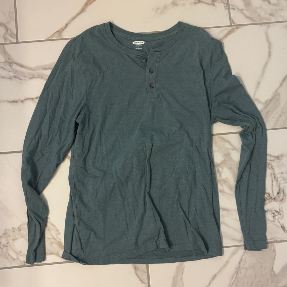 🌿 Old Navy Long Sleeve Henley | Size L | Green | Casual Classic 🌿